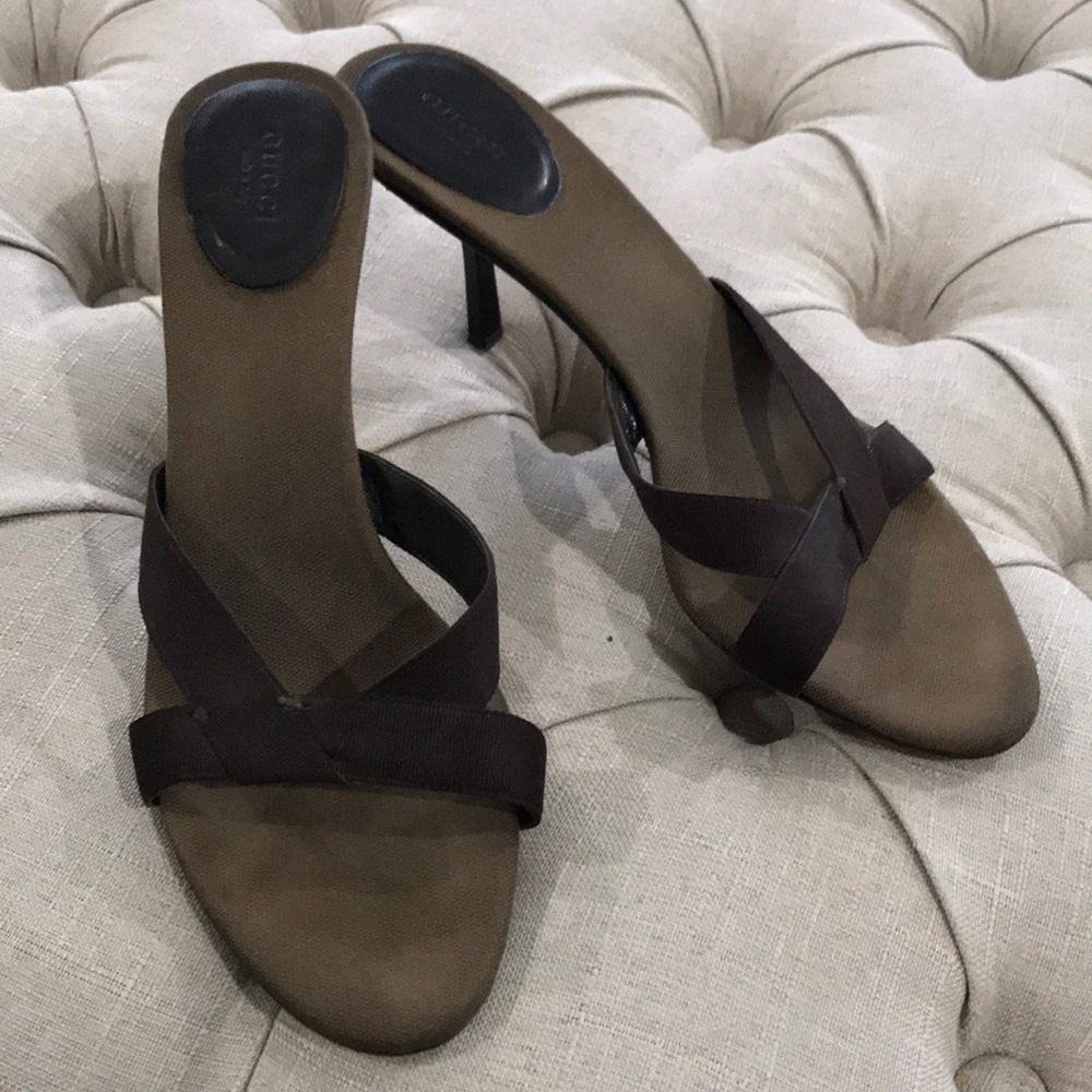 Gucci Sandal Slides With Kitten Heel - image 1